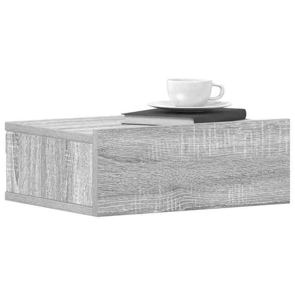 Väggmonterad sängbord - Exklusivt Hem - Sonoma grå - Set om 2 - 40x30x15 cm Sonoma grå