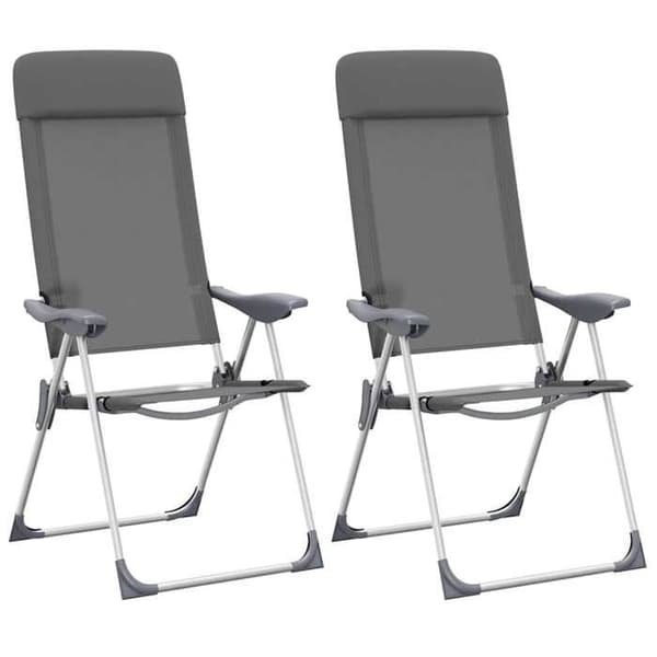 Maison Exclusive - Fällbara campingstolar set om 2 Grå Aluminium