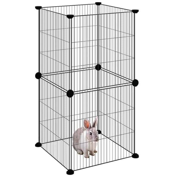 Maison Exclusive - Kæledyrbur med 8 paneler Sort 35x35 cm Stål