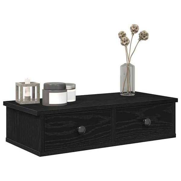 Maison Exclusive - Væghylde med skuffer sort 60x28x15 cm ingeniørtræ