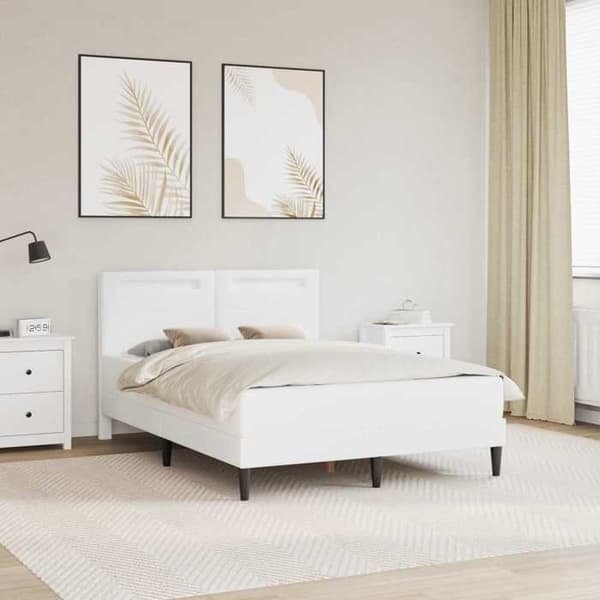 Sengestel - EKSKLUSIV HUS - 140 x 190 cm - Kunstlæder - Multifarvede LED-striber - USB-strømforsyning Vit