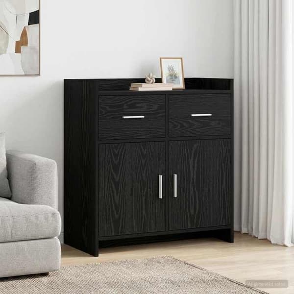 Buffet - EKSKLUSIVT HUS - 75x36x80 cm - Ingeniørtræ - Sort eg - Moderne svart ek
