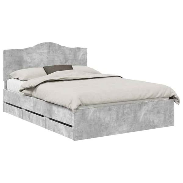 Maison Exclusive - Sängram Grå betong 150 x 200 cm Ingenjörsträ