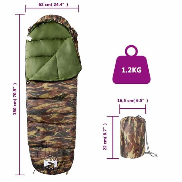 Sovepose - EKSKLUSIVT HUS - Mumie 3 sæsoner - Polyester 190T - Fyld PP - Dobbelt lukning
