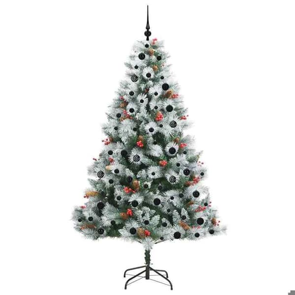 Maison Exclusive - Grön och vit konstgjord julgran 210 cm
