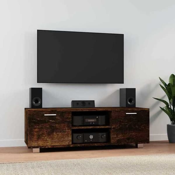 Maison Exclusive - TV-møbel Røget eg 120x40,5x35 cm Ingeniørtræ