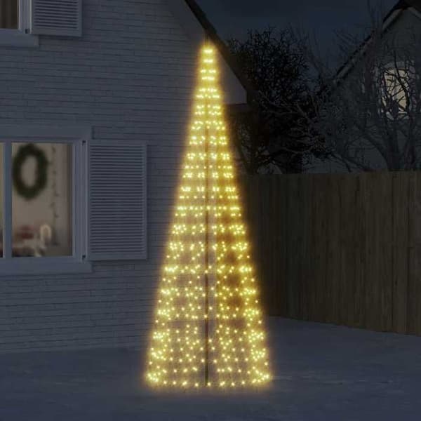 Juletræ - EKSKLUSIV HUS - 550 LED - 300 cm - 8 lys effekter - Installation på mast Vit