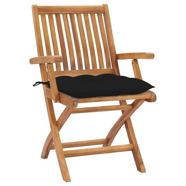Maison Exclusive - Fällbara stolar med kuddar, 6 delar, i massivt teak Svart (kuddar)
