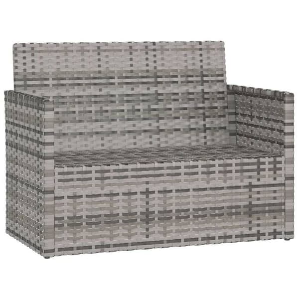 Trädgårdsbänk - EXKLUSIV HEM - 105 cm - Flätad resin - Grå - Kuddar ingår Grå
