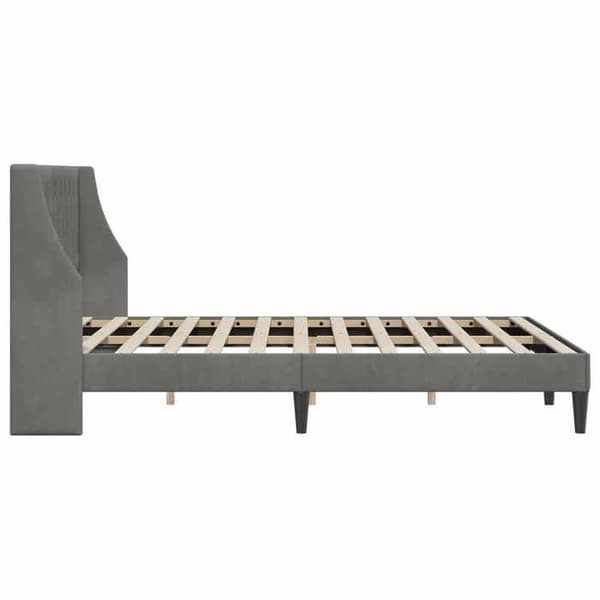 Sengestel - EKSKLUSIV HUS - Stel med hovedgærde - Luksus velour - 140 x 200 cm - Mørkegrå Mörkgrå