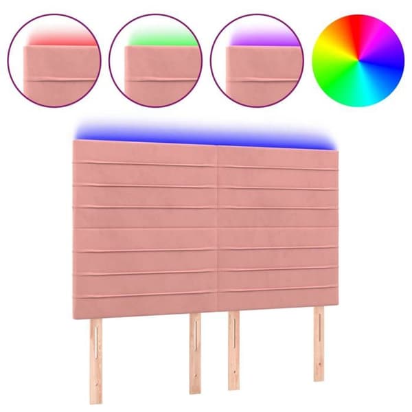 Maison Exclusive - LED-päätyruutu Vaaleanpunainen 144x5x118/128 cm Sametti Ros