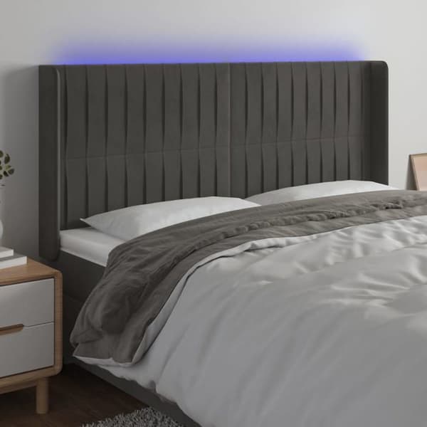 Maison Exclusive - LED-päätyharso Tummanharmaa 183x16x118/128 cm Sametti mörkgrå