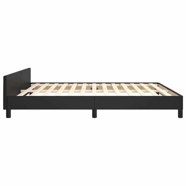Sengestel - EKSKLUSIV HUS - 180 x 200 cm - Syntetisk læder sort - Lamelseng - Robuste ben Svart