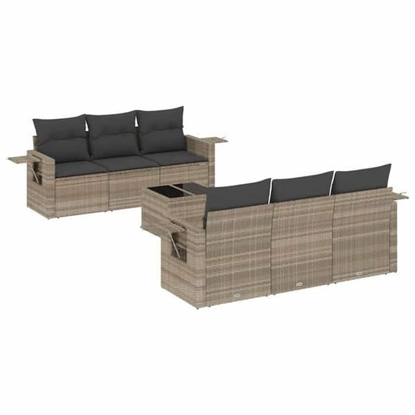 Maison Exclusive - Trädgårdsmöbler med kuddar 7 delar ljusgrå flätad resin
