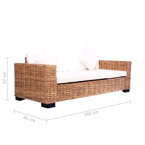 Maison Exclusive - Soffa 3-sits Rottning naturlig Krämvit (kuddar)