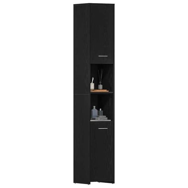Maison Exclusive - Badeværelsesmøbel i sort eg 30 x 30 x 183,5 cm ingeniørtræ