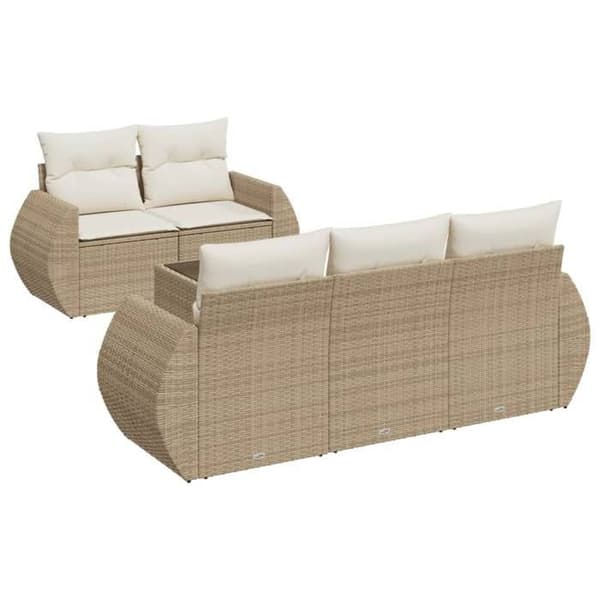 Maison Exclusive - Trädgårdsmöbler med kuddar 6 delar beige flätad resin