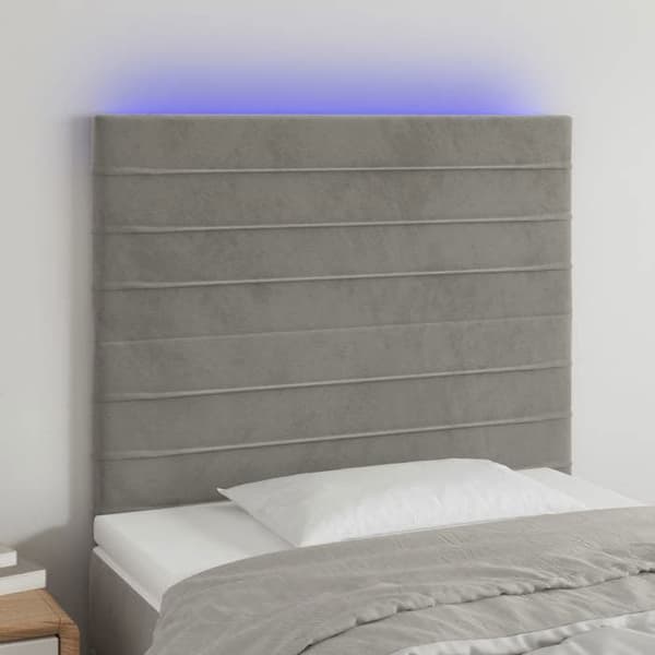 Maison Exclusive - LED Hovedgærde Lys Grå 80x5x118/128 cm Velour ljusgrått