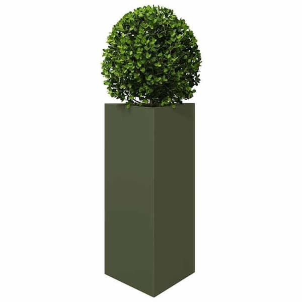 Maison Exclusive - Triangulär olivgrön kruka 40x34,5x75 cm stål