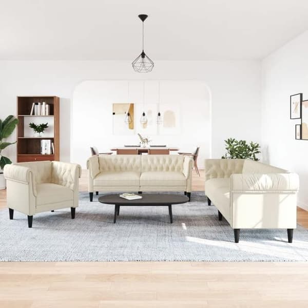 Maison Exclusive - Sæt af 3 sofaer i cremefarvet stof