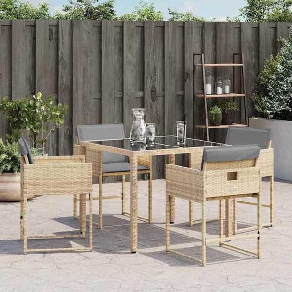 Maison Exclusive - Trädgårdsstolar med kuddar, set om 4, blandning beige