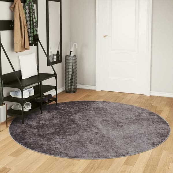 Rundt tæppe - Eksklusivt hjem - Grå - Ø 200 cm - 100% polyester velour grå