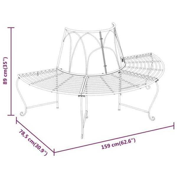 Maison Exclusive - Halvcirkelformet bænk til træ Ø159 cm Sort Stål