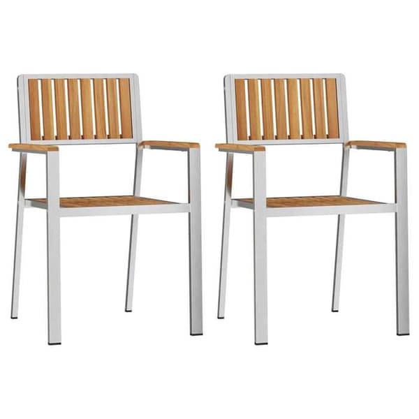Maison Exclusive - Havestol 2 stk Massivt teaktræ og rustfrit stål