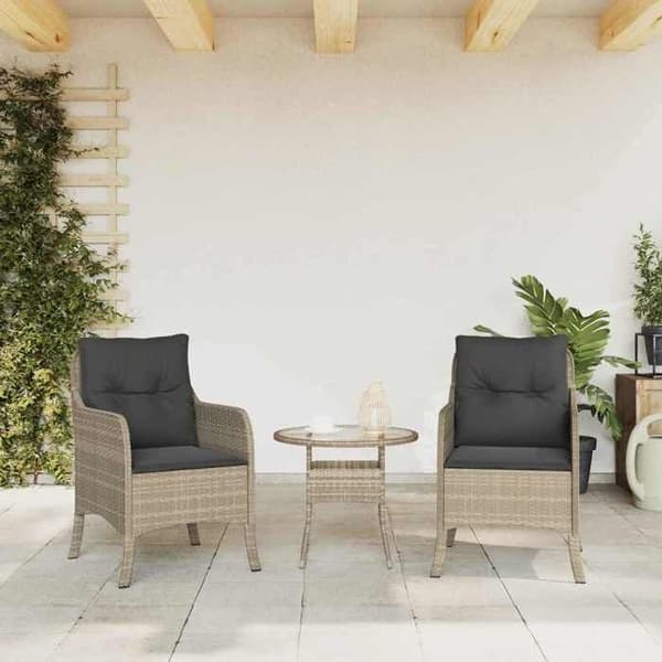 Maison Exclusive - Trädgårdsstolar med kuddar, set om 2, ljusgrå, flätad resin