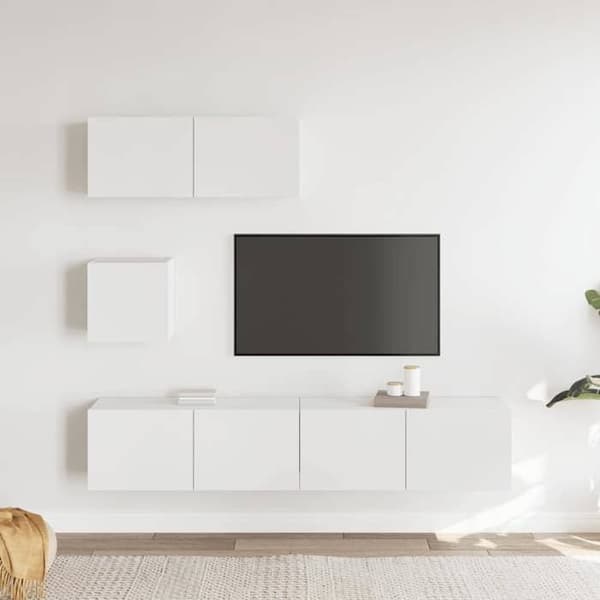 Maison Exclusive - 4 dele TV-møbel sæt Hvid Ingeniørtræ Vit