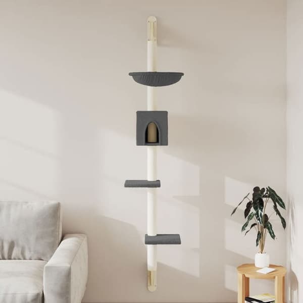 Maison Exclusive - Väggmonterad kattträd med klösträva mörkgrå 187 cm