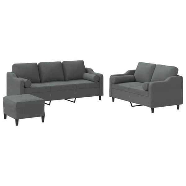 Maison Exclusive - Sæt af 3 sofaer med mørkegrå puder i stof