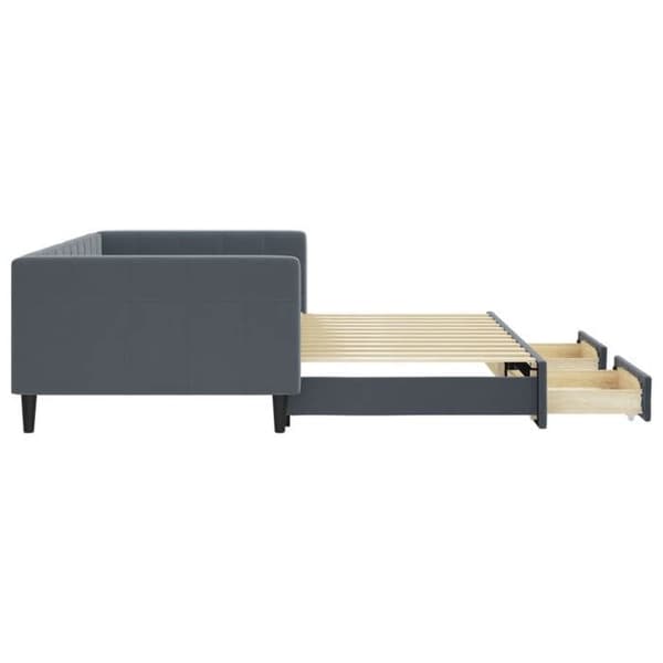 Päivävuode - EXCLUSIVE KOTI - 100x200 cm - Daybed - 2 laatikkoa - Harmaa sametti