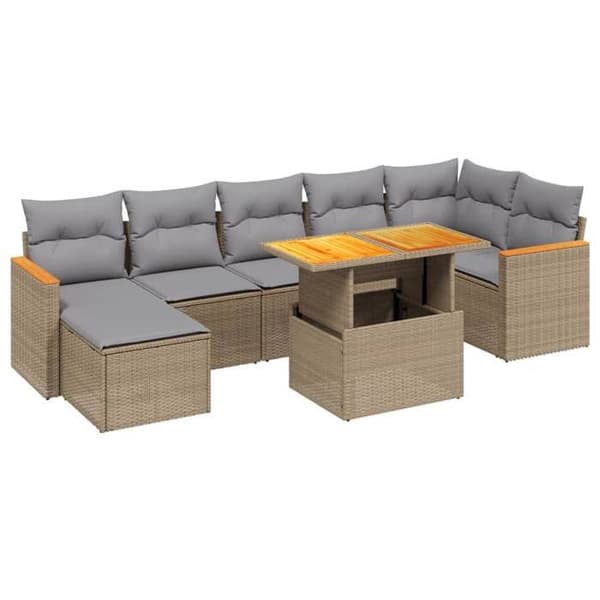 Maison Exclusive - Trädgårdsmöbler med kuddar 8 delar beige flätad resin