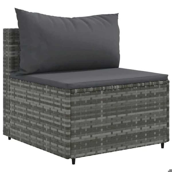 Maison Exclusive - Trädgårdsmöbler 5 delar med kuddar Grå Flätad resin