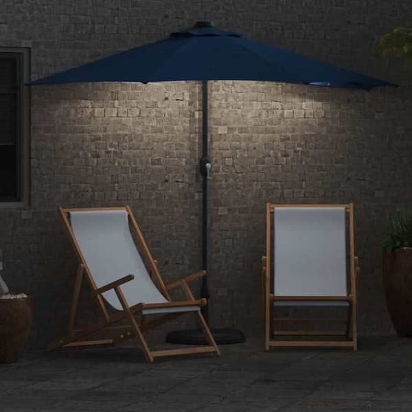 Haveparasol - MAISON EXCLUSIVE - 294 x 150 x 224 cm - Polyester & stål - Solcelle LED - UV-resistent Azurblå