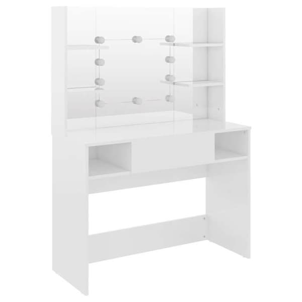 Maison Exclusive - Sminkbord med LED-belysning MDF Vit blank Strålande vit