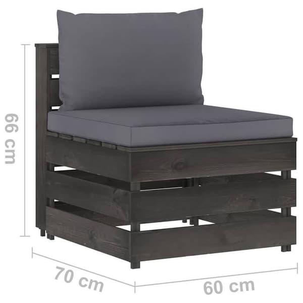 Maison Exclusive - Central sektionell soffa med kuddar, trä impregnerat i grått