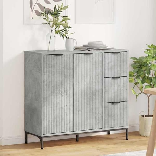 Dressoir - MAISON EXCLUSIVE - Rektangulær buffet - Beton grå - Ingeniørtræ - 89,5 x 33 x 82 cm Betonggrå