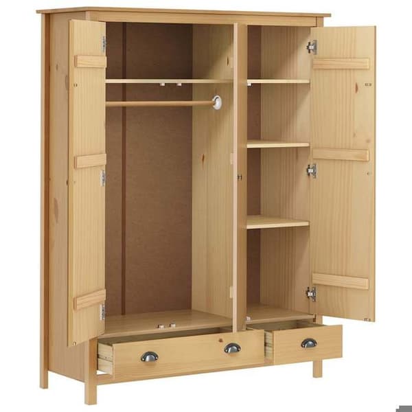 Maison Exclusive - Garderobe med 3 døre Hill 127x50x170 cm Solid fyr