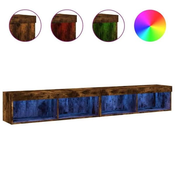 Maison Exclusive - TV-møbler med LED-lys 2 stk røgfyldt eg 100x30x30 cm