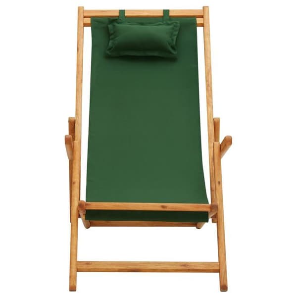 Maison Exclusive - Sammenklappelig strandstol i solid eucalyptus træ og grøn stof