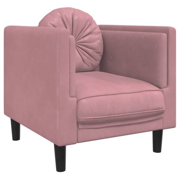 Maison Exclusive - 3-delars soffgrupp med rosa sammetkuddar Ros