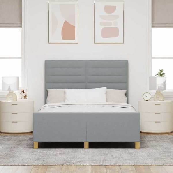 Sängram - EXKLUSIV HEM - Modern Sammet - 140 x 190 cm - Ljusgrå - Dold förvaring Ljusgrått