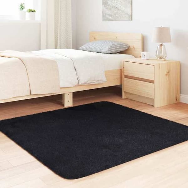 Tæppe shaggy - MAISON EXCLUSIVE - NAVARRA - Sort - 120x120 cm - Antiskrid polyester svart