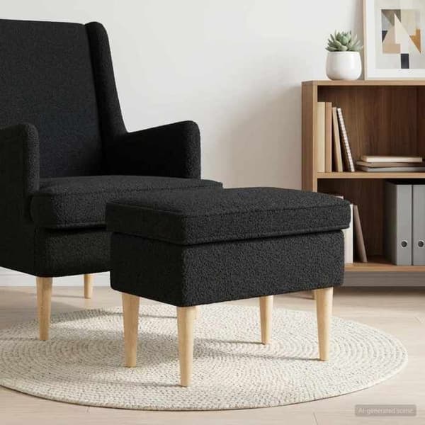 Maison Exclusive - Puff Svart 55 x 35 x 41 cm Bouclé