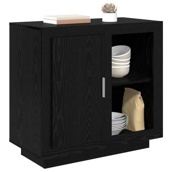 Maison Exclusive - Buffet Sort egetræ 80 x 40 x 75 cm Ingeniørtræ svart ek