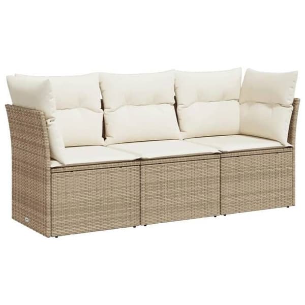 Havemøbler - EKSKLUSIVT HUS - Modulerbart - Beige flettet harpiksmateriale - 3 dele - Opbevaring under sæde beige