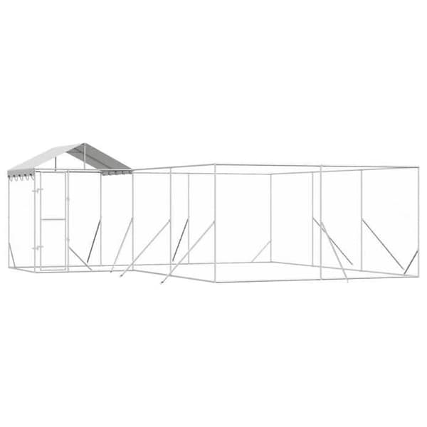 Exklusivt hus - Utomhus hundbur med silvertak 6x6x2,5 m