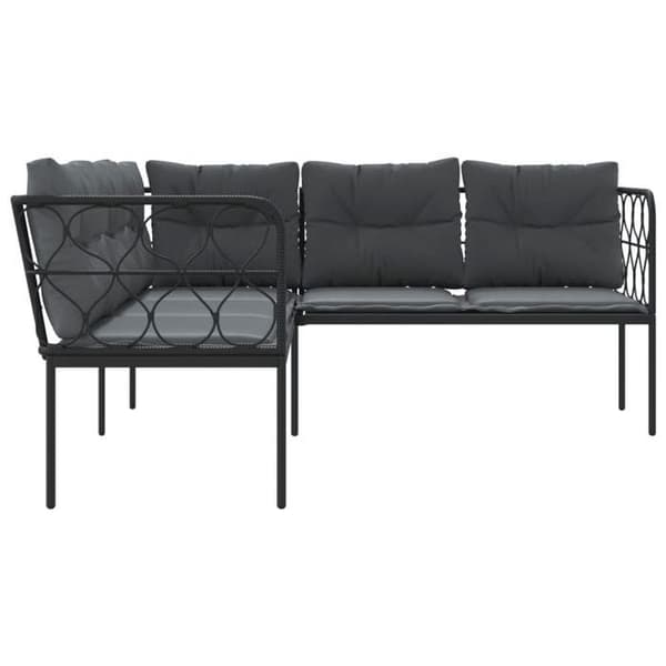 Maison Exclusive - Havebænk med L-formede puder i sort stål textilene